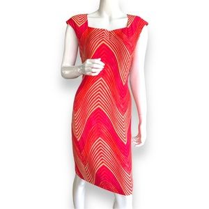 SIMON & JEFFREY RED/PINK/GOLD METALLIC PARTY DRESS. WOMEN’S SIZE 12